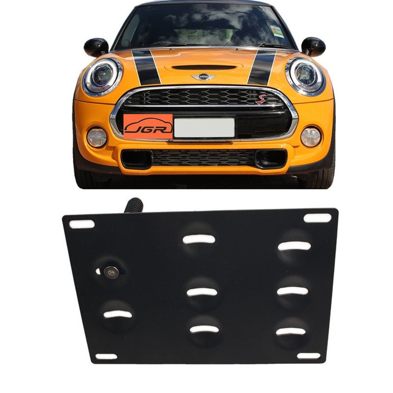 JGR No Drill Tow Eye Front Bumper Tow Hook License Plate Mount Bracket Holder Adapter Relocation Kit for Mini Cooper S Countryman Peaceman R60 R61 F55 F56 2014-present - Image 1